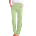 thumbnail image 3 of Sentmoon High Waisted Linen Pants Women Solid Color Drawstring Spring Pants for Women 2026 Oversized Relaxed Fit Straight Leg Summer Women's Lounge Pants for Travel and Vacation, 3 of 7