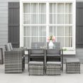 thumbnail image 2 of Outsunny 9 Pieces Wicker Patio Dining Set Outdoor Furniture Set, Grey, 2 of 10