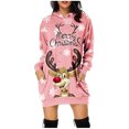 thumbnail image 1 of Kcodviy Robes Longues en Coton Imprimées de Noël pour Femmes, Décontractées d'Été, à Manches, Chandail à Capuchon avec Poche pour Magasinage, Robes pour Femmes, Chandail à Capuchon à Enfiler, Robe, Robes pour Femmes Décontractées d'Été, Chandail à Capuchon, 1 of 6