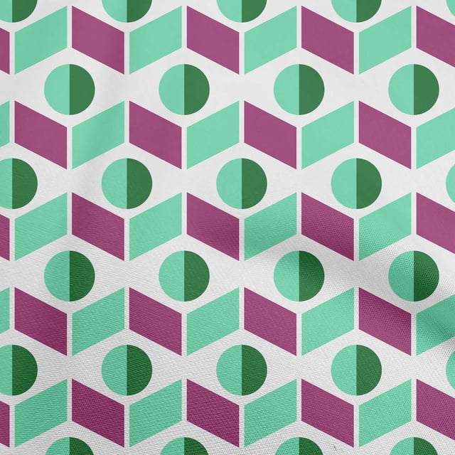 oneOone Rayon Green Fabric Geometric Fabric For Sewing Printed Craft Fabric By The Yard 56 Inch Wide