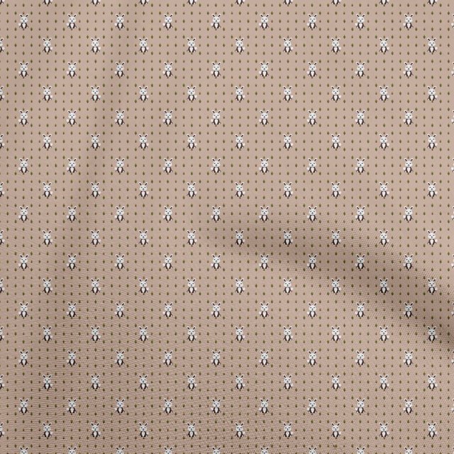 oneOone Cotton Cambric Light Brown Fabric Rabbit Sewing Material Print Fabric By The Yard 42 Inch Wide