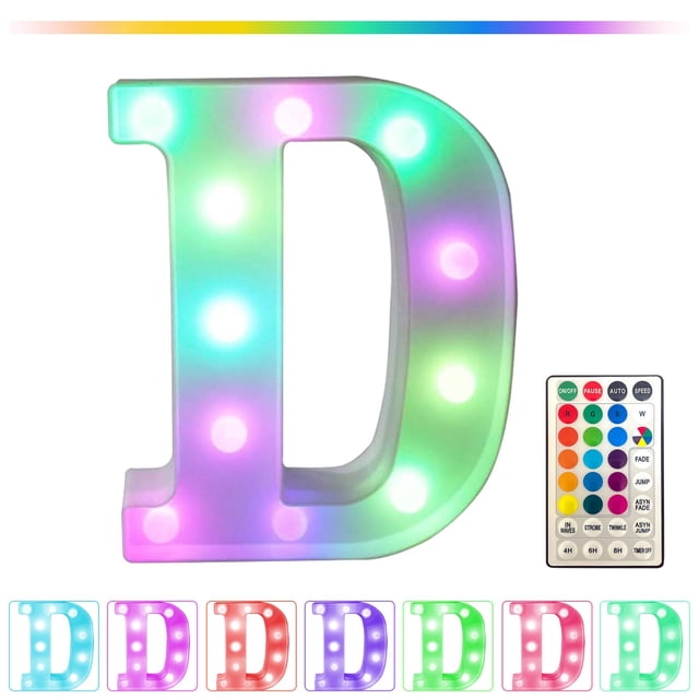 Vaidha Colorful LED Marquee Letter Lights With Remote 鈥?Party Bar Letters With Lights Decorations For The Home - Multicolor