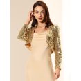 thumbnail image 4 of INSPIRE CHIC Boléro Court Ouvert à Paillettes Sans Col à Manches Longues Décontracté d'Halloween pour Femme G Or, 4 of 6