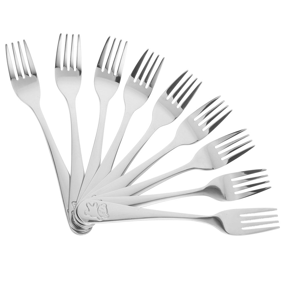CHOK 9 Pcs Stainless Steel Children‘s Fork Forks Bulk Appetizers Cake Tasting Dessert Small Baby