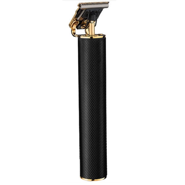 SHINON SHINON USB Rechargeable Hair Trimmer with Titanium Ceramic Blade, Lightweight & Portable for Precision Haircuts, Black front-facing view of a slim black metal T‑shaped cordless trimmer with titanium-ceramic blade, visible one-button control, removable comb head and USB port; compact size for precision haircuts, suitable for quick touch-ups and beard trimming.