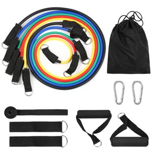 13 Ensemble de bande de résistance Elastique Fitness Tube avec Ancrage de porte Poignées avec sac de transport pour la maison Gym Voyage