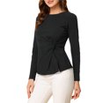 thumbnail image 4 of INSPIRE CHIC Women's Round Neck Front Twist Long Sleeve Blouse Tops, 4 of 6