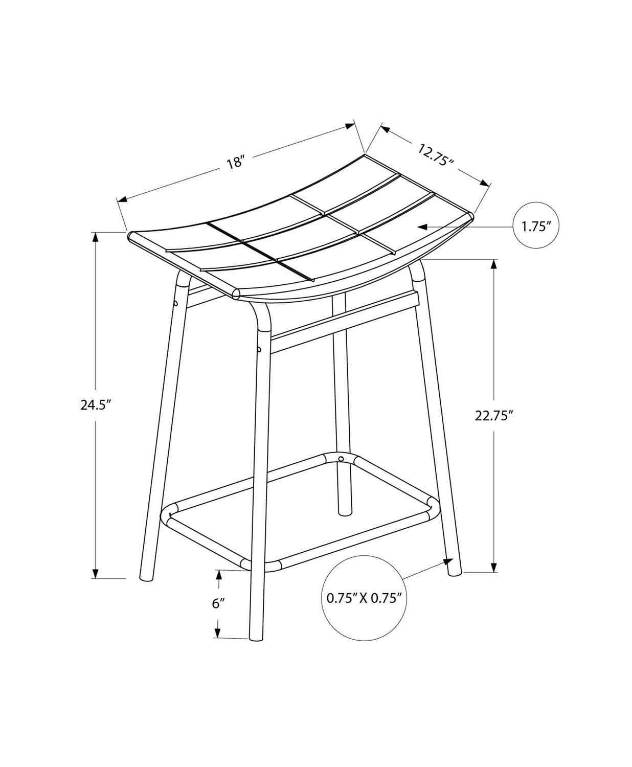 Monarch Specialties Tabouret De Bar, Hauteur Du Comptoir, Ensemble De 2, Cuisine, Aspect Cuir Noir, Métal Noir, Contemporain, Moderne