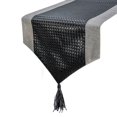 thumbnail image 1 of Le chemin de table noir décoratif HomeCentric 14 '' x 72 '' Patchwork faux cuir avec glands, 1 of 10
