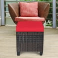 thumbnail image 3 of Costway Lot de 2 Poufs en Rotin pour Patio avec Coussin, Repose-Pieds, Table Basse, Rouge, 3 of 10