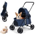 thumbnail image 1 of Gymax Pet Stroller for Small Medium Dogs w/Swivel Front Wheels & One-Step Rear Brake Navy, 1 of 10
