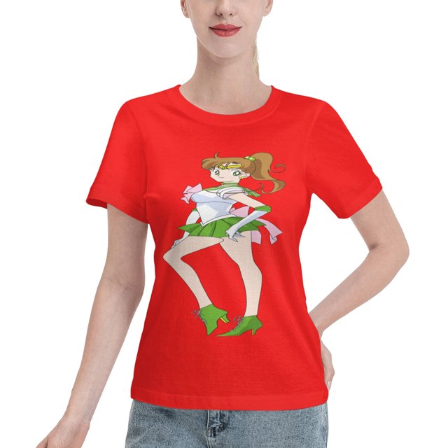 T-Shirt Basique à Manches Courtes pour Femmes Sailor Moon Makoto Kino