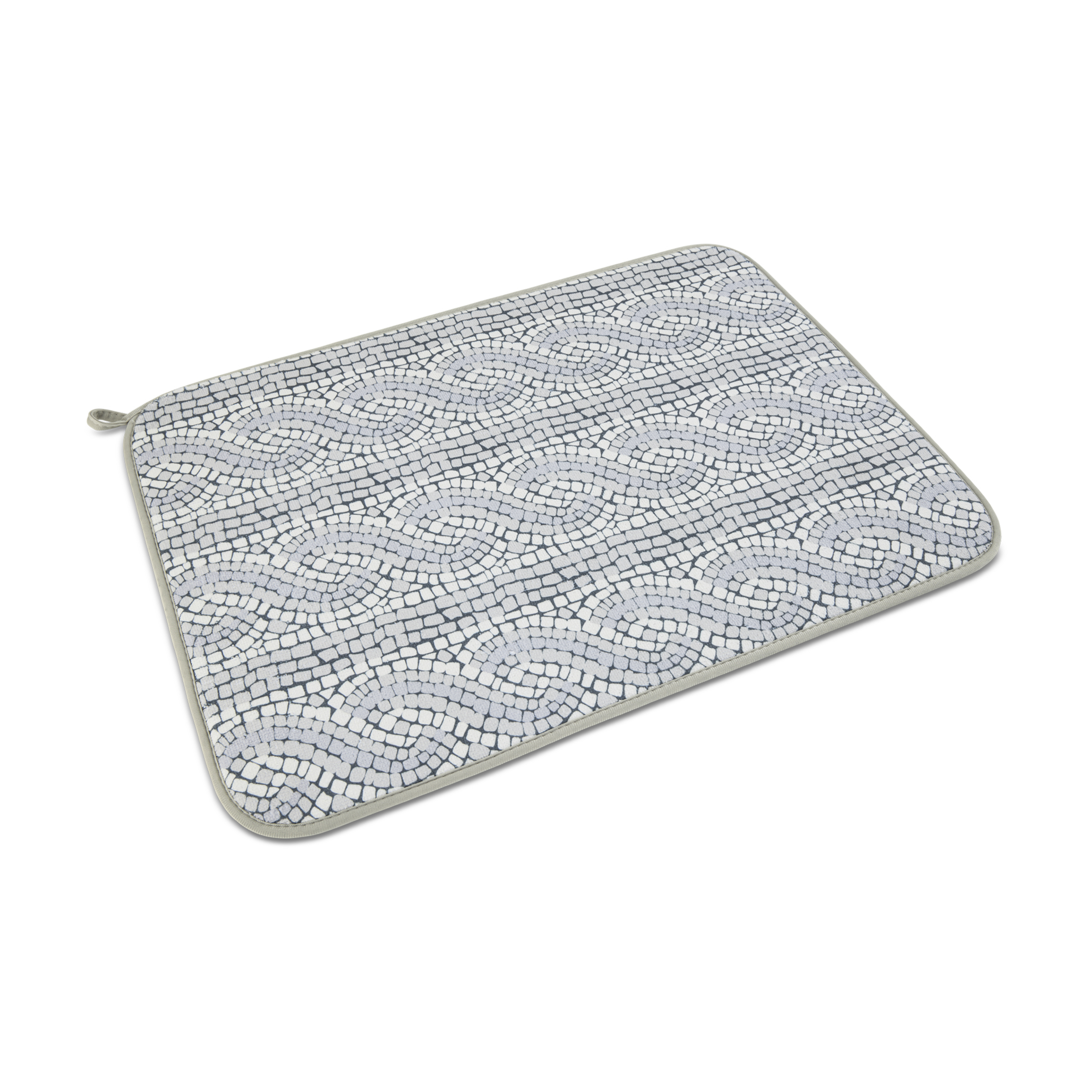 Thyme & Table Dish Drying Mat Gray Mosaic Print