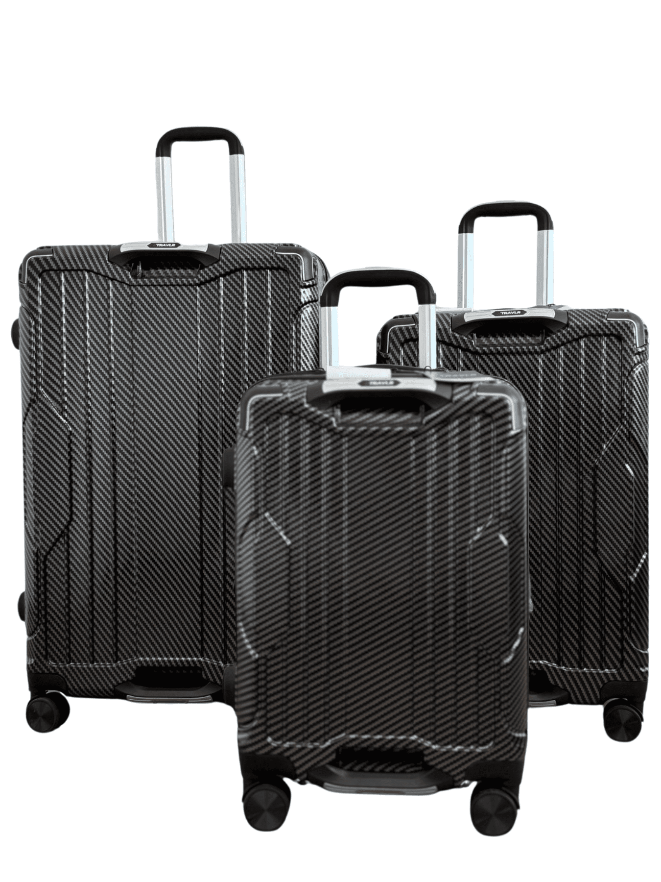 TRAVLR Textured Print 2 Piece (20"25") Hardside Luggage Set Expandable, Anti-Scratch, Mute Eight Wheels Wheels and TSA Lock- Black