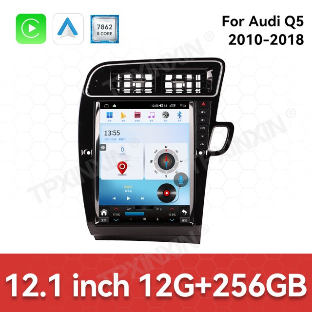 TPXINXIN For Audi Q5 2010-2018 Android 14 Carplay 12.1 inch Car Radio Stereo Automotive Multimedia Stereo Player GPS Navigation Head Unit(RHD)