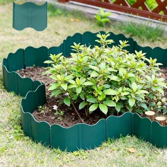 Plastic Garden Fence for Flower Beds and Vegetable Gardens, Decorative Green Border Edging, Easy Install Outdoor Small Fences for Landscaping and Tree Protection