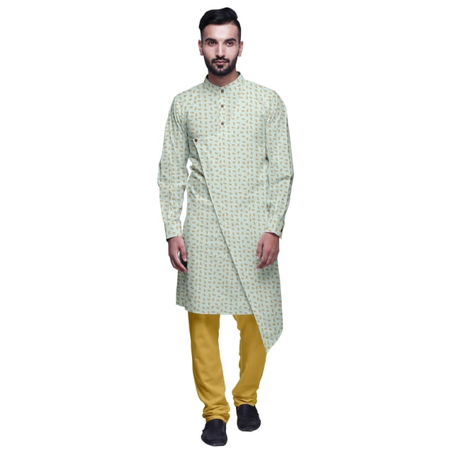 Atasi Designer Kurta Pajama For Men Printed Angrakha Kurta Set Summer Clothing