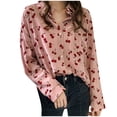 thumbnail image 2 of Haut pour Femme Lady Fashion Rétro à Imprimé, Manches Longues, Col à Revers, Chemisier Décontracté, 2 of 9