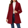 thumbnail image 1 of INSPIRE CHIC Manteau Trench Long pour Femme, Mignon, Col Rabattu, Simple Boutonnage, Ceinturé, m Rouge Foncé, 1 of 6