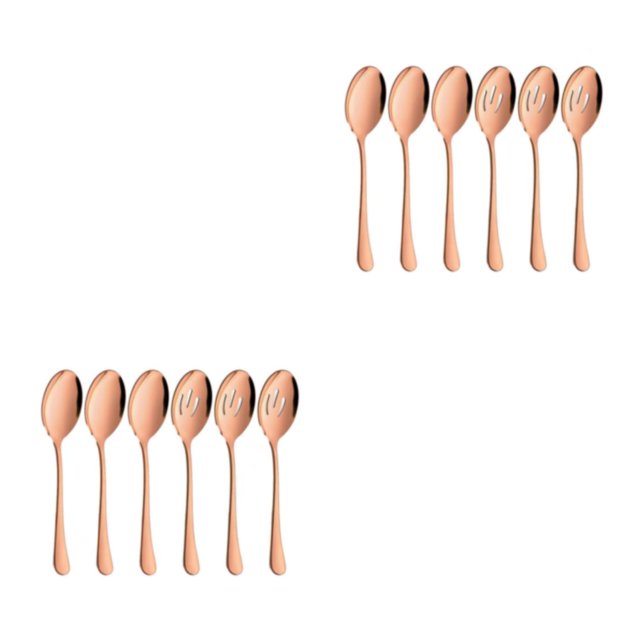 Youkk Ensemble de 6 Pcs Cuillères de Service Durables en Acier Inoxydable Ensembles pour Acier Inoxydable Durable Ensemble Cuillères en Acier Inoxydable Or Rose 2Ensemble