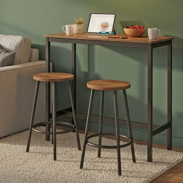 VASAGLE Bar Table, Narrow Long Bar Table, Kitchen Dining Table, High Pub Table, Sturdy Metal Frame, Industrial Design, 15.7 x 39.4 x 35.4 Inches, Rustic Brown and Ink Black