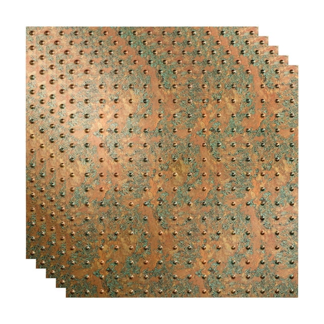 Fasade Miniquattro Vinyl Ceiling Panel 2ft x 2ft 5 Pack Copper Fantasy Class A Fire Rated