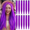 thumbnail image 1 of LAICAIW Rallonges de Cheveux Colorées de 22 Pouces, Postiche Lisse, Mèches de Fête Multicolores à Clipser, Rallonges de Cheveux Synthétiques (12 Pcs Violet), 1 of 6
