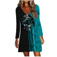 thumbnail image 2 of Robe Ample Décontractée pour Femmes à Col en V Classique à Manches Longues avec Imprimé Floral, 2 of 4