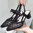 thumbnail image 4 of Cameland Soft Leather Pointed One Line Buckle Sandals Women High Heels Mesh Rhinestone Hollowed Out Shallow Back Pocket Cut Single Shoes, 4 of 6