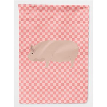Carolines Treasures BB7937CHF Welsh Pig Drapeau de Maison en Toile à Carreaux Rose