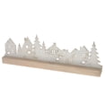 thumbnail image 1 of Décor De Table De Village Blanc Avec Base En Bois, 1 of 3