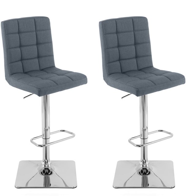 CorLiving Quinn Modern Fabric Upholstered Adjustable Height Barstools Set of 2 - Swivel Bar Stools with Back, Perfect Kitchen Stools for Island, Bar Chairs & Counter Height Stools