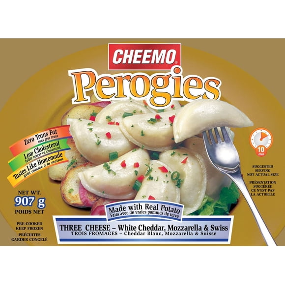 Cheemo White Cheddar, Mozzarella & Swiss Cheese Perogies, 907 g