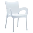 thumbnail image 1 of Compamia Romeo Chaise de Salle à Manger de Patio en Résine avec Accoudoirs, Blanche, 1 of 7