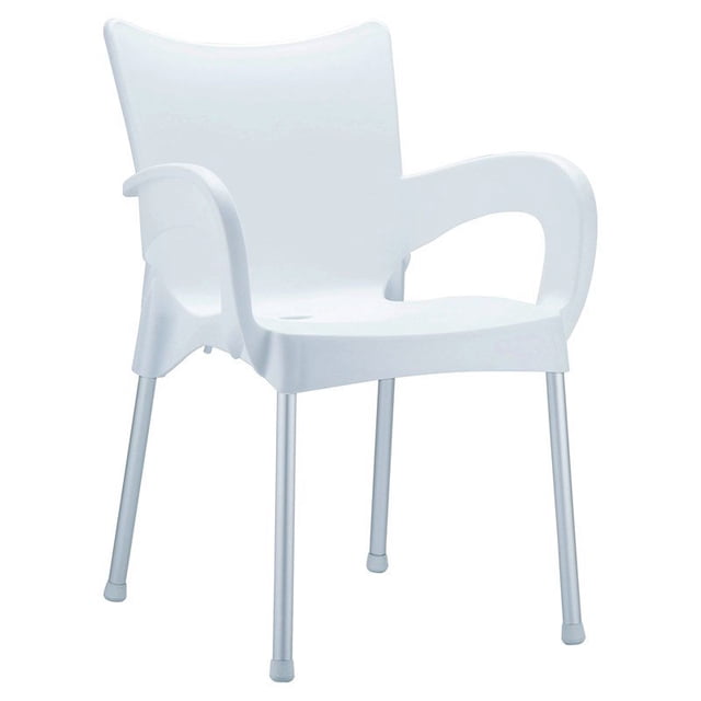 Compamia Romeo Chaise de Salle à Manger de Patio en Résine avec Accoudoirs, Blanche