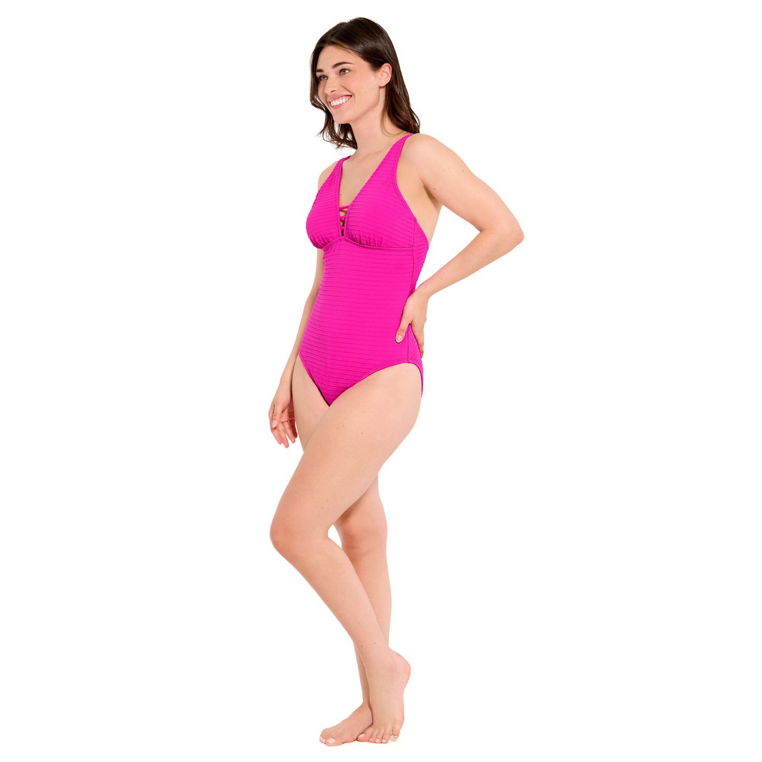 Maillot de bain une pièce Captiva texturé avec découpe à l’avant pour femme