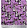 thumbnail image 1 of Soimoi Purple Rayon Fabric Insect,Lavender & Vintage Bottle Decor Fabric Printed BTY 42 Inch Wide, 1 of 3