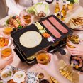 thumbnail image 2 of Gril Barbecue Électrique, Gril de Table à Raclette Intérieur Sans Fumée 2 en 1 Plaque Chauffante Électrique Antiadhésive avec 8 Poêles à Raclette et à Fromage Contrôle de Température Réglable 1300 W Idéal pour la Famille et les Fêtes, 2 of 6