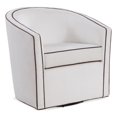 thumbnail image 1 of Keely  Cream Velvet with Contrasting Brown Welt Barrel Swivel Chair, 1 of 7