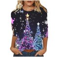 thumbnail image 5 of QIPOPIQ T-Shirts Décontractés pour Femmes à Manches 3/4 Col Rond Mignons Tuniques Hauts T-Shirts Basiques Blouses Coupe Ample Chandail à Enfiler Liquidation, 5 of 5