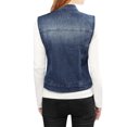 thumbnail image 3 of INSPIRE CHIC Women's Washed Denim Button Sleeveless Vest Jacket with Pockets S Dark Blue, 3 of 5