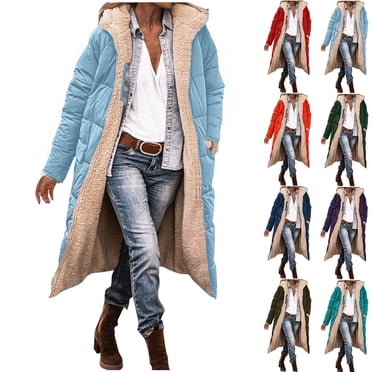 Yuyuzo Manteaux d'Hiver pour Femmes à Manches Longues, Veste à Capuche Zippée, Décontractée, Couleur Unie, Chaude, Extérieur, Pleine Longueur, Manteau