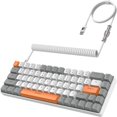 thumbnail image 1 of HAOAN T8 Clavier de Jeu 60 % 68 Touches Compact Mini Clavier Mécanique Filaire avec 18 Commutateurs Bleus Rétroéclairés RVB Chroma Câble de Clavier Bobiné USB-C pour PC Portable Mac XBOX - Bleu Blanc, 1 of 8
