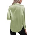 thumbnail image 4 of Innerwin Shirts Long Sleeve Ladies Tunic Tops Office Button Down Soft Blouse Light Green XL, 4 of 5