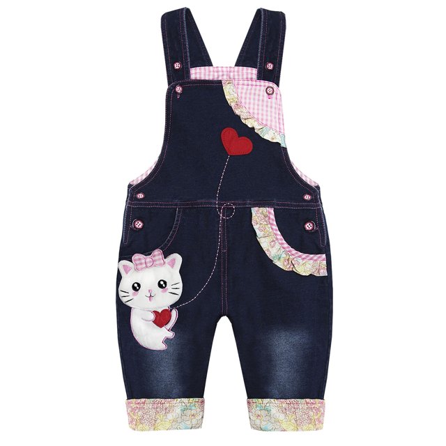 KIDSCOOL SPACE Baby Cotton 3D Cartoon Soft Knitted Jeans Overalls 4T