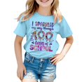 thumbnail image 1 of LUOGENLI T-Shirt pour Filles Enfants Mode Décontractée Imprimé Col Rond Ample Manche Courte T-Shirt Haut Chemises pour Filles Tendance Mini Bleu Clair 3-4 Ans, 1 of 4