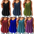 thumbnail image 5 of Womens Summer Sleeveless V Neck Solid Color Casual Swing Shirts Flowy Tank Tops Blouses with Buttons, 5 of 5