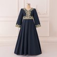 thumbnail image 2 of MKOSPLRT Filles Musulmanes Ramadan Abaya Enfants Manches Longues Col en V Robe de Prière Brodée Florale Moyen-Orient Arabe Caftan Robe 8-14a, 2 of 10