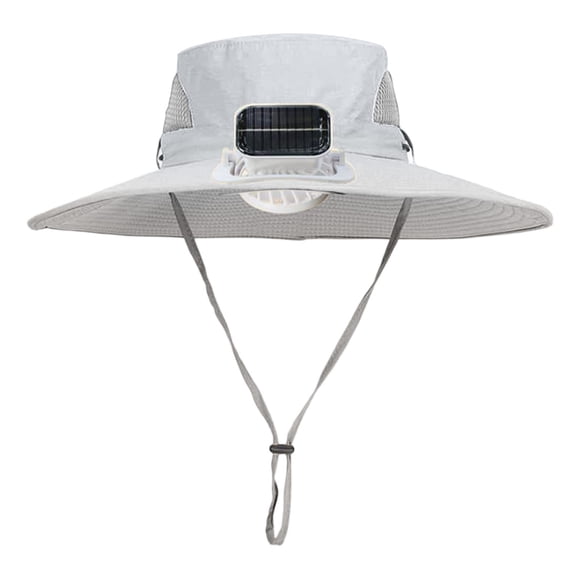 O-021 Gris Garçon Fille Enfants Chapeau Ventilateur Solaire Rechargeable Pare-Soleil Extérieur Casquette Rafraîchissante avec Haute Puissance de Vent Léger #QDJx3