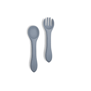 Silicone Baby Fork and Spoon Set - 100% Food Grade Toddlers Silicone Utensils Set,BPA Free Anti-Choke Baby Spoon and Toddler Fork Combo